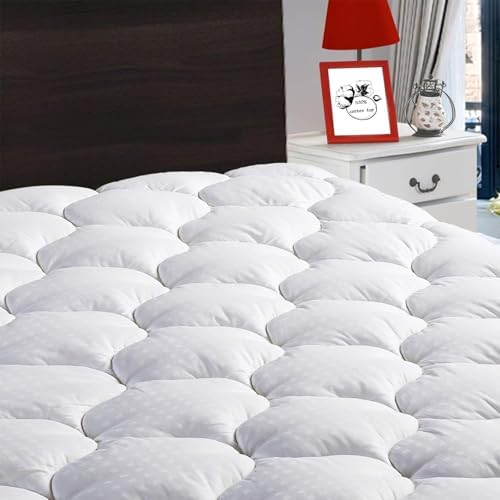 Cotton California King Mattress Pad Fitted Quilted Mattress Cover by LEISURETOWN