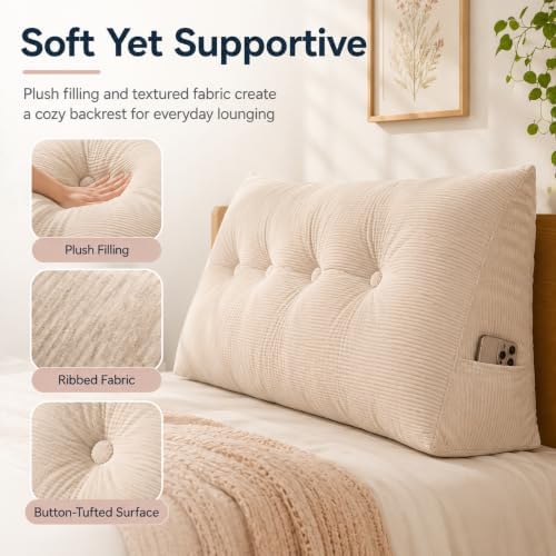 Dorm Headboard Pillow Twin XL Dorm Bed Wedge Cushion, Bed Backrest Bolster - Image 4