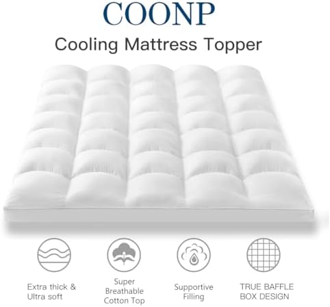 COONP Full XL Mattress Topper, Cotton Extra Thick Pillow Top Mattress Pad - Image 2