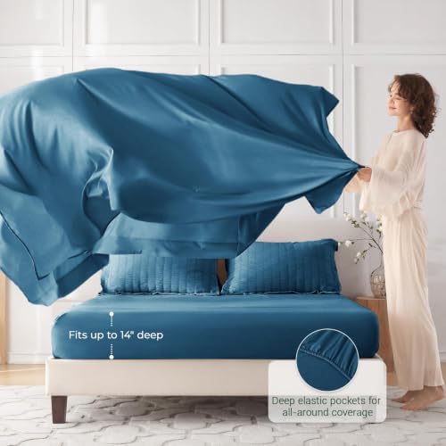 MUXHOMO 7 Pieces California King Comforter Set, Seersucker Bed in a Bag Cal - Image 3