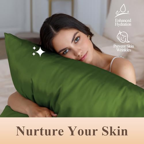 Silk Like Satin Pillowcase Standard Size, Dark Green, 2 Pack, 20x26 Inches - Image 4