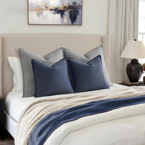 MIULEE Thick Textured Navy Blue Decorative Throw Pillow Covers 18x18 Inch - Image 5