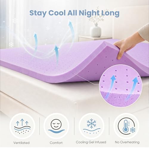 DUMOS 2 Inch Full Mattress Topper Cooling Gel Ventilated Memory Foam - Image 4