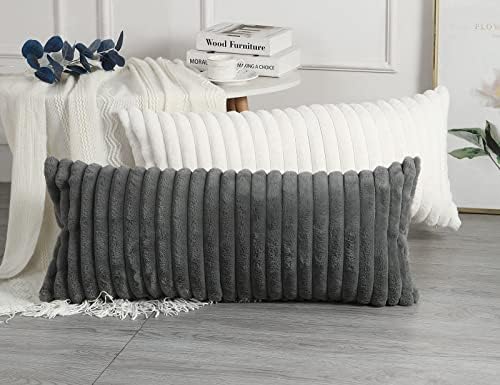 PANOD Faux Fur Decorative Lumbar Throw Pillow Covers 16 x 36, Plush Long Boho - Image 3