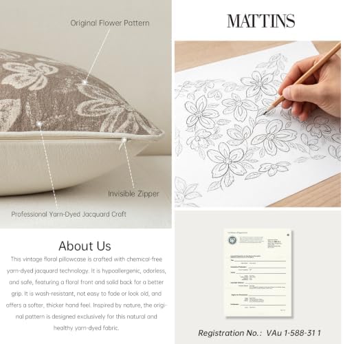 MATTINS Vintage Floral Patterned Throw Pillow Covers 20x20 - Image 2