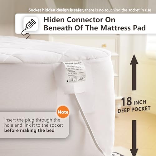 Wapaneus Heated Mattress Pad King Size 10 Heat Settings & Dual Control - Image 5