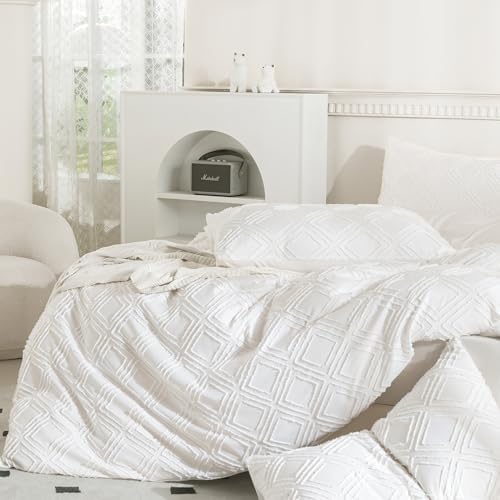 JELLYMONI White Grid Tufted Pillowcases Body Size 20" x54" - Image 5