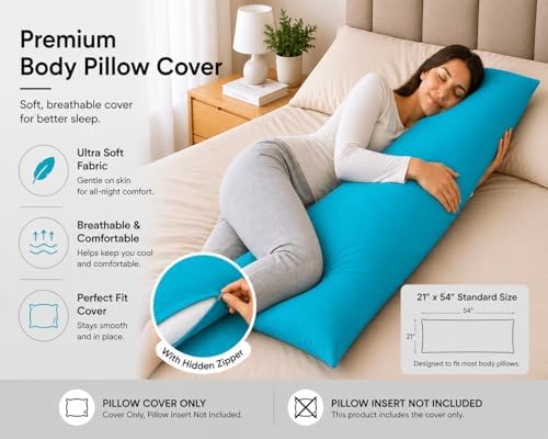 EVOLIVE Body Pillow Cover 21"x54", Microfiber, Hidden Zipper - Image 3