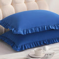 Ruffled Standard Pillow Shams, 2 Pack, 20x26 Inches, Royal Blue by Aerlomi
