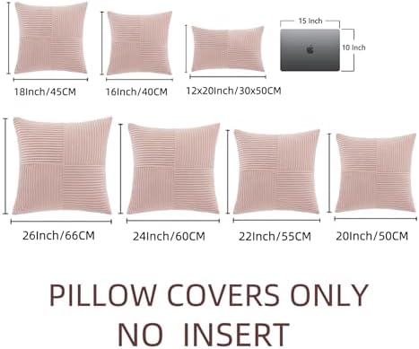 Fancy Homi 2 Packs Blush Pink Euro Decorative Throw Pillow Covers 26x26 Inch - Image 6