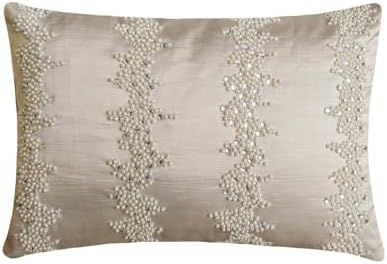 Ivory Decorative Lumbar Pillow Cover 12" x 16" | Modern Satin Oblong Cushion by TheHomeCentric