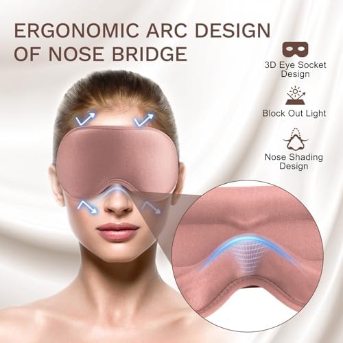 FlyCoco 99% Fully Block Out Light Eye Sleep Mask, 3D Deep Contoured Eyes Cover - Image 5