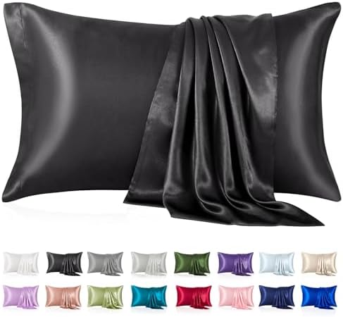 Silk Like Satin Pillowcase King Size, 2 Pack, 20x36 Inches by VCUSUELER
