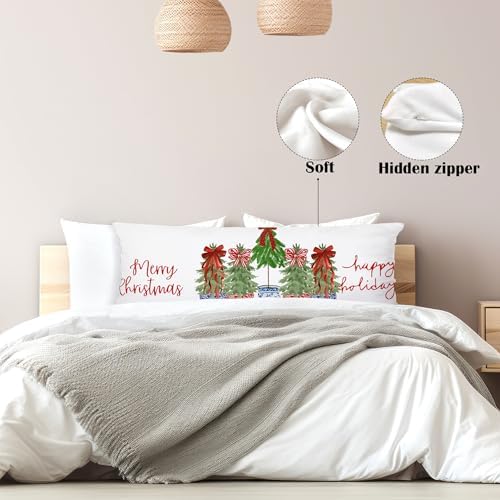 Chinoiserie Christmas Tree Body Pillow Cover 20x54, Grandmillennial Christmas - Image 5
