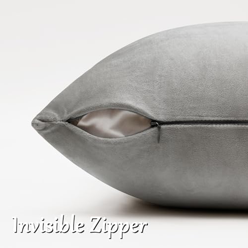 GIGIZAZA Silver Grey Velvet Throw Pillow Covers 18x18 Pack of 2 - Image 4