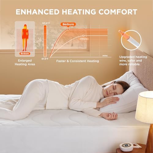Bedsure Heated Mattress Pad Full Ultra Soft Bed Warmer, Plush Coral Fleece - Image 4