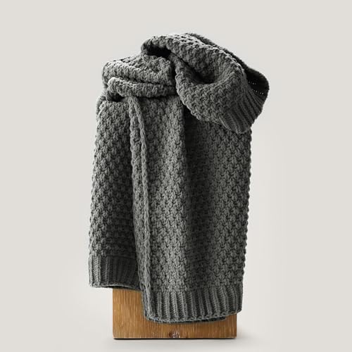 EVERGRACEHOME Chunky Chenille Knit Throw Blanket, 50 x 60, Charcoal Gray - Image 3