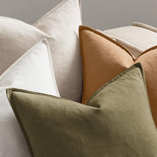 MIULEE Brown Boho Linen Decorative Pillow Covers 20x20 Inch Pack of 4 - Image 6