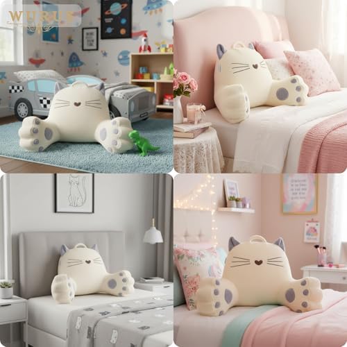 Pink Cat Backrest Reading Pillow – Cute Kawaii Bed Rest Pillow - Image 6