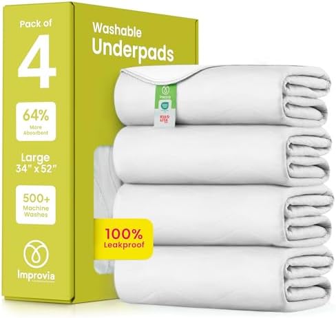 IMPROVIA® Washable Underpads, Heavy Absorbency Reusable Incontinence Pads by IMPROVIA