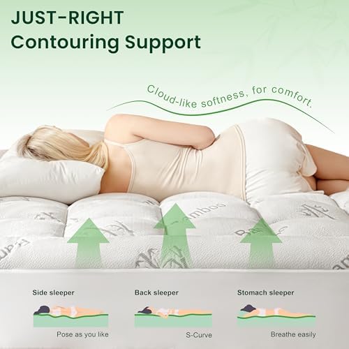 Love's cabin Twin XL Mattress Topper Viscose Derived from Bamboo, Thick Pillow - Image 3