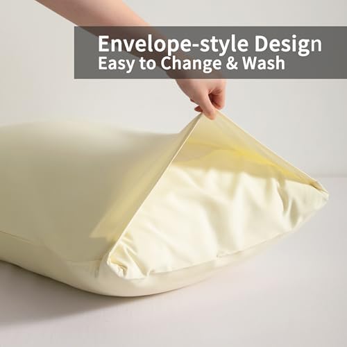 Standard Pillow Cases, 2 Pack, 20x26 in, Microfiber, Cream Yellow - Image 4