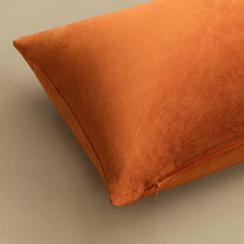 MIULEE Velvet Fall Throw Pillow Covers 20x20 Inch Pack of 2 Orange - Image 6