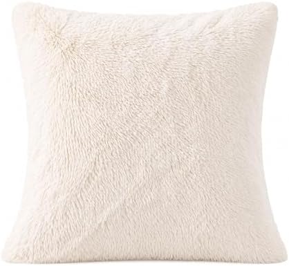 REAFORT Long Hair Faux Fur Euro Sham Cover 26"x26", Hidden Zipper by Reafort