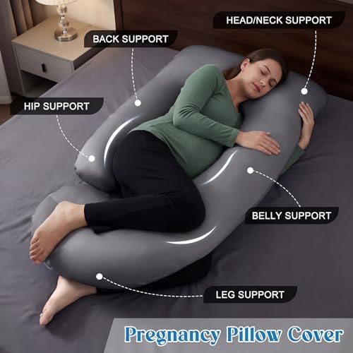 Hahafelt Cooling Pregnancy Pillow Cover 59 Inch Large J Shaped Full Body - Image 4