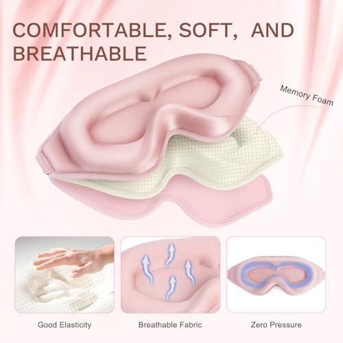 FlyCoco 99% Fully Block Out Light Eye Sleep Mask, 3D Deep Contoured Eyes Cover - Image 3