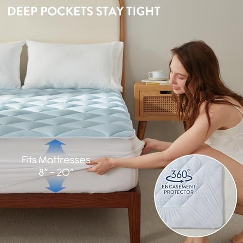 SureFit Cooling Mattress Topper Twin, Gel-Infused Memory Foam Mattress Pad - Image 5