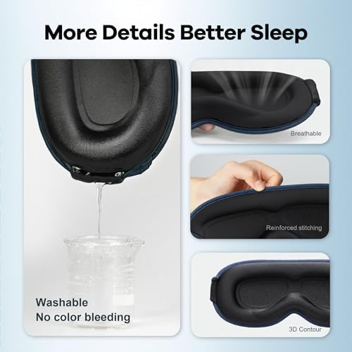 Weighted Blackout Sleep Mask for Men: 3D Contoured Zero Eye Pressure Sleep Mask - Image 6