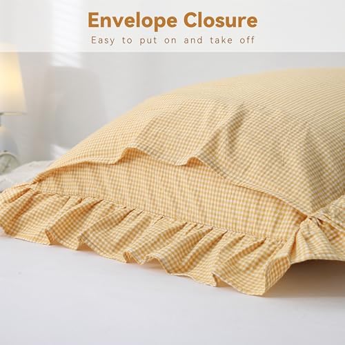 Gingham Body Pillow Cover 20x54, Mustard White Plaid - Image 6