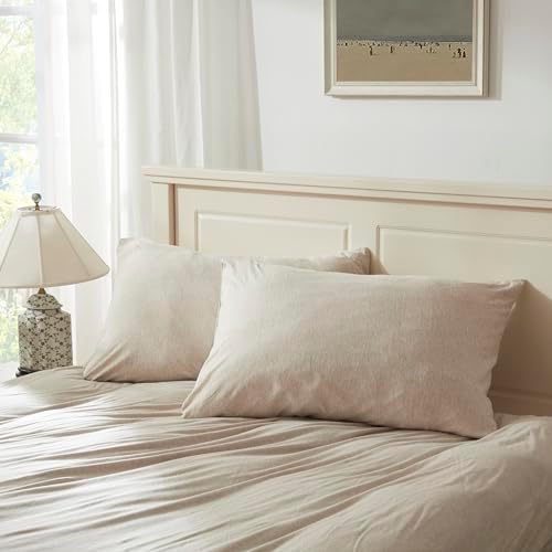 H HOUSEHOLD 100% Jersey Knit Cotton King Size Pillowcases Set of 2, Super Soft by HHOUSEHOLD