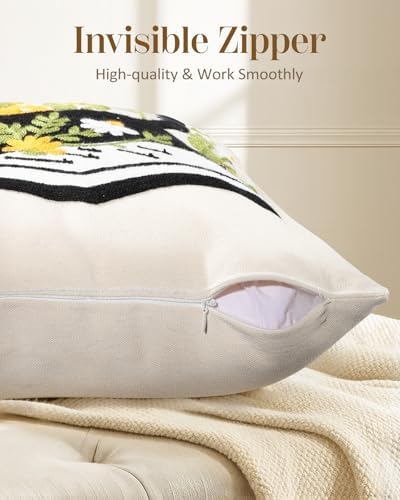 Animal Embroidered Throw Pillow Cover 18x18 Inch, Cat Floral - Image 3