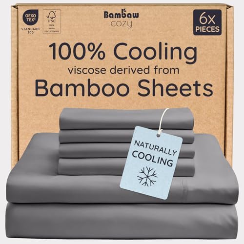Bambaw 100% Viscose Derived from Bamboo Sheets King Size Set – 6pcs Deep Pocket by Bambaw