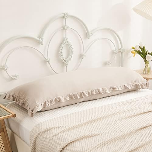 Taupe Body Pillow Cover 20x54inches Long Pillowcase Ruffled Pillowcases Shabby - Image 3