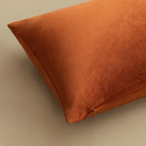 MIULEE Velvet Fall Throw Pillow Covers 16x16 Inch Pack of 2 Rust - Image 6