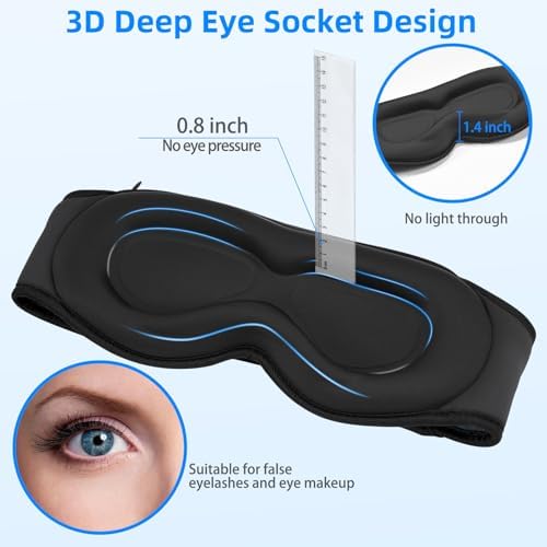 3D Sleep Mask with Bluetooth Headphones, Adjustable Bluetooth Eye Mask - Image 5