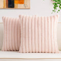 Pack of 2 Faux Fur Christmas Throw Pillow Covers 18x18 Inch, Light Pink by Unknown