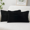 MIULEE Faux Fur Lumbar Decorative Throw Pillow Covers 12x20 Set of 2 Black by MIULEE