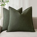 Foindtower Linen Solid Decorative Throw Pillow Cover 20x20 Inch Dark Green by Foindtower
