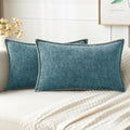 MIULEE Decorative Lumbar Throw Pillow Covers 12x20 Inch Smoke Blue 2 Pack by MIULEE