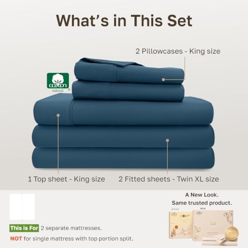 California Design Den Soft 100% Cotton Sateen Split King Sheet Set - Image 4