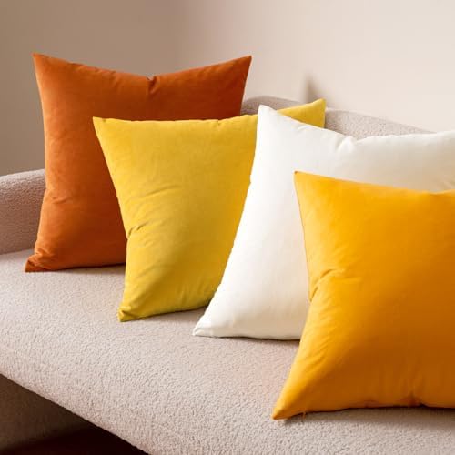 MIULEE Velvet Throw Pillow Covers 18x18 Inch Pack of 2 Lemon Yellow - Image 4