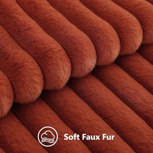 decorUhome Fall Faux Fur Throw Pillow Covers 16x16 Set of 2 Rust - Image 3
