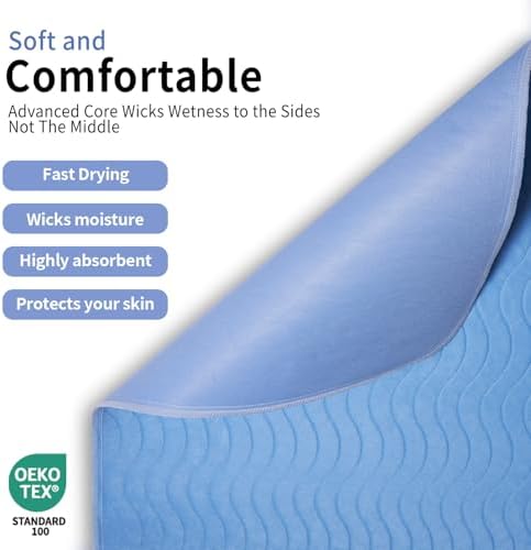 Accompagner Incontinence Bed Pads Washable Waterproof, Ultra-Absorbent Reusable - Image 2