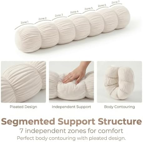 Pat. Pend. Full Body Pillow for Adults, 59 Inch, Misty White - Image 4