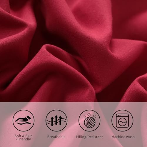 King Pillow Cases, 2 Pack, 20x40 in, Microfiber, Wine Red - Image 5