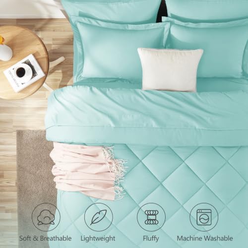 CozyLux Full Comforter Set 82"x86" Spa Blue - Image 2